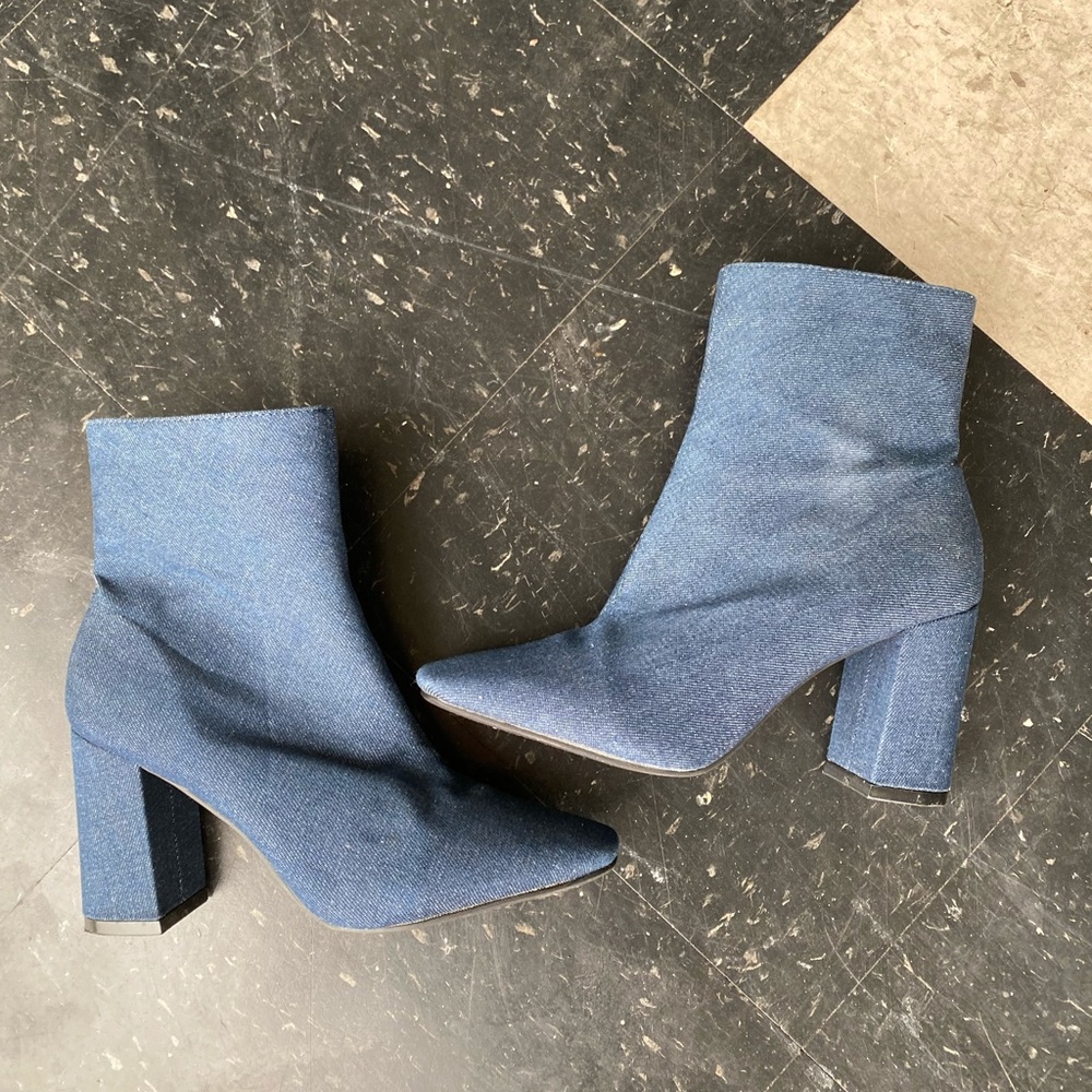 Blue denim ankle boots size 8.5